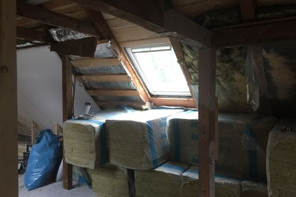 Baustelle im Dachgeschoss.